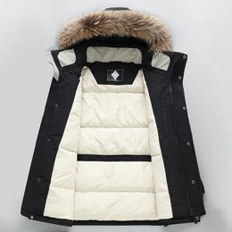 Top Quality White Duck Down Jacket Men Thick Winter Hat Detached Warm Parka Waterproof Windproof 30 Degrees 3069 220830