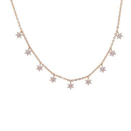 New 2018 Fashion Drop Star floer Choker Necklace Gold Star Necklace for women cute girl sexy delicate shiny cz station layer choke319L