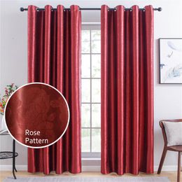 Curtain & Drapes Red Wine Blackout Curtains Solid Embossing Modern For Living Room Bedroom Window Treatment Shades Fabric DrapeCurtain