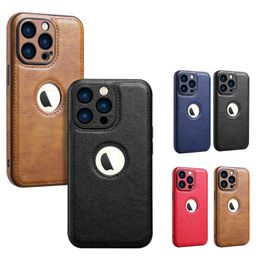 Luxury Leather Business Vintage Slim Cases Logo View Non-Slip Soft Grip Soft TPU Camera Protection Shockproof Protective Cover For iPhone 13 11 Pro Max 12 XS XR X 7 8 Plus