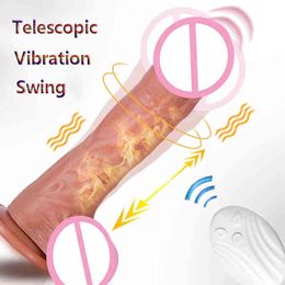Nxy Dildos Dongs Wireless Vibrator Telescopic Swing Dildo Realistic Sex Toys for Women Adult Female Vagina Anus Masturbator Real Heating Penis 220511