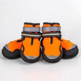Outdoor Breathable Dog Shoes Waterproof Dog Boots Anti-Skid Wear-Resisting Reflective Pet Shoes for Small Medium large Dogs 201028
