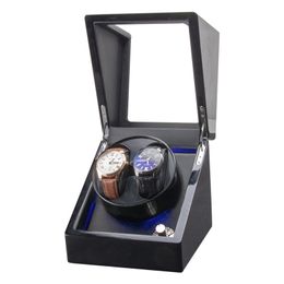 USB Power Supply LED Backlit Mechanical Watch Winding Box Motor Shaker Mini Dual Position Watch Winder Holder Storage Organiser 220509