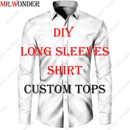Mr Wonder Novelty 3D DIY Print Button Shirts Short Sleeves long Sleeves Hawaii Custom Tops 220712