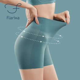 Flarixa Women's Seamless Shorts Safety Pants High Waist Large Size Ice Silk Boxer Panties Anti Friction Skirt W220418