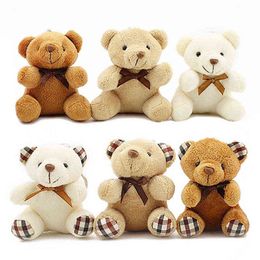 -Niedlicher Teddybär Plüsch Puppe Fliege Key Tasche Kleiner Panda Anhänger ungefähr 9cm Tierpuppe Spielzeug Kleine Bärpuppe G220419