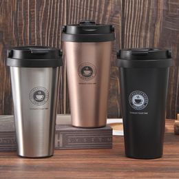 500ml Double Stainless Steel 304 Coffee Mug Leak-Proof Thermos Travel Thermal Cup Thermos Water Bottle For Gifts FREE By Sea Y04