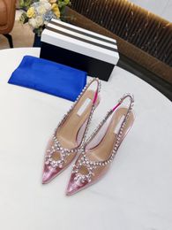 Paris Fashion Week banquet high-heeled sandals women's slippers designer luxury high heels elegant Rhinestone decorative fish mouth shoes size 35-42