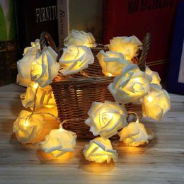 Strings Mother's Day String Lights Battery Operated Indoor With Led Light White Roses Warm Interior Decoration BlessingLED StringsLED