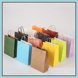 Gift Wrap Event Party Supplies Festive Home Garden 40Pcs/Lot Kraft Paper Bags With Handles Packing For Wedding Baby Birthday Christmas Pac