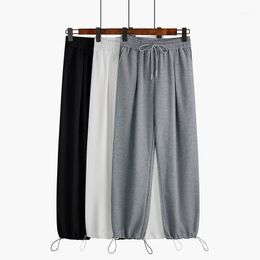 Women's Pants & Capris Abrini Woman Harem Trousers Sweatpants Grey High Waist Comfort Simple Basic Casual Fashion 2022 Autumn Women