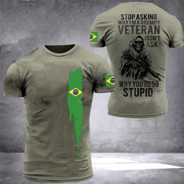 -Летний ветеран мужская футболка Испания Португальские бразильские солдаты Высококачественные спецназ 3D -печатная рубашка повседневная топ 220601