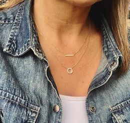 Chains Factory Promotion 100% 925 Sterling Silver Simple Geomtric Design Micro Pave Cz Circle Round Pendant NecklaceChains