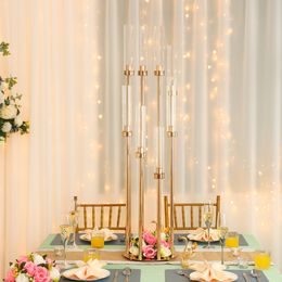 decoration Candlestick Metal Candle Holders Tall Candle Holder Candelabra Table Centerpiece Gold/Silver Candelabrum Stand Pillar