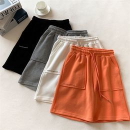 High Waist Casual Sports Shorts Women Spring And Summer Thin Section Slim Straight Wide-leg Pants Home Five-point Pant 220509