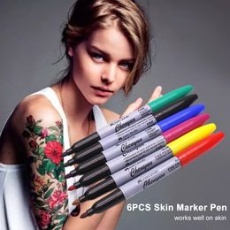 6/12Pcs/Set Skin Marker Pen Tattoo Piercing Pen Tool Waterproof Body Art Tattoo Accessories Office School Supplies