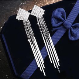 Long Rhinestone Fringed Geometric Earrings Full Crystal Dangle Earring Statement Jewelry & Chandelier