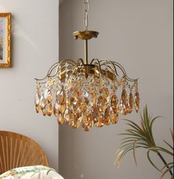 Romantic crystal living room chandelier French American retro bedroom dining cloakroom lamp simple light luxury lamp