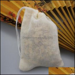 Teabags 10 X 15Cm Empty Tea Bags With String Soup Cotton Philtre Bag For Herb Loose No Bleach Za6254 Drop Delivery 2021 Coffee Tools Drinkw