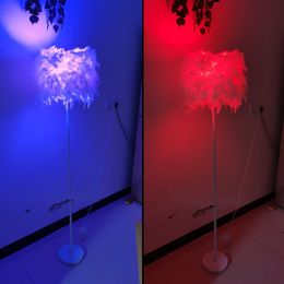 145CM Tall Home Decor Novelty Items White Feather Floor Lamp Family Hotel RGB Ornament Light For Wedding Christmas Gift
