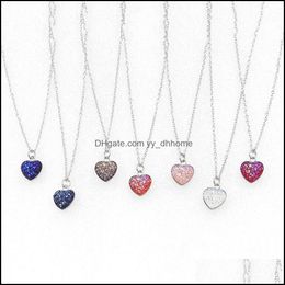 Pendant Necklaces Pendants Jewellery Fashion Druzy Necklace Stainless Steel Gevometry Resin Stone Drusy Heart For Women Drop Delivery 2021 G