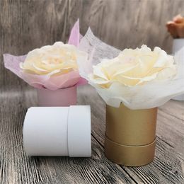 Mini Single Flower Bucket Box Rose Round Florist Bouquet es Barrel for Valentine's Day Wedding Party 220427