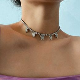 Row Tennis Chain Choker 1 Necklace For Women Shine Silver Colour Clavicle Neck Accessories Hip Hop Wedding Jewellery