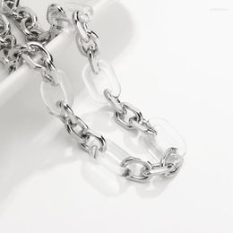 Chains Flashbuy Hip Hop Chunky Cuban Thick Chain Necklace Women Male Design Silver Colour Alloy Acrylic Statement JewelryChains Heal22