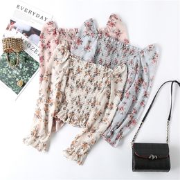 Women Blouse Spring Summer Female Long Sleeve Casual Chiffon Shirt Print Floral Raglan Short Blouses Boho Pullover Tops LJ200810