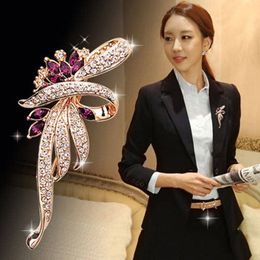 Korean Version Women's Purple Horse Eyes Brooches Pin Crystal Corsage Working Lady Brooch Accessories Lady Wedding Bride Pins Jewelry Gift