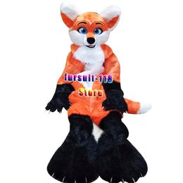 Fursuit Long-haired Husky Dog Fox Wolf Mascot Costume Fur Adult Cartoon Character Doll Halloween Party Cartoon Set #209