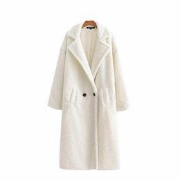Cappotto da donna in pelliccia sintetica calda invernale spessa moda da donna Cappotto vintage a maniche lunghe con tasche capispalla femminile