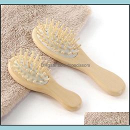 Hair Brushes Care Styling Tools Products Straightener Brush Wood Pointed Handle Steel Teeth Mas Head Comb Relaxing Wooden Drop Delivery 20