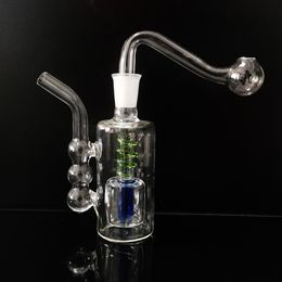 Mini Oil Burner Glass Pipes Bubbler Bong Dab Rig Hookah Set Small Smoking Pipe Percolater Water Bongs with 10mm Male Tobacco Bowl Set Shisha for Smokers Gift Wholesale