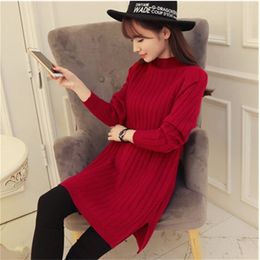New Fashion Women Autumn Winter Long Sweater Pullovers Dress Casual Warm Long sleeve Female Knitted Sweater Pullover Female 201008