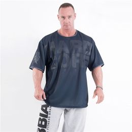 Mens Loose Mesh breathable Gyms T Shirt Casual Short Sleeve Running Workout Training Tees Fitness Top Sport clothing 220610