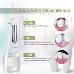 350ml Dental Oral Irrigator Water Flosser Teeth Whitening USB Rechargeable Cordless 3 Modes 5Nozzles Jet Tooth Cleaner 220513