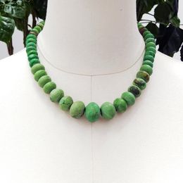 Chokers Lii Ji Real Stone Green Necklace Tuirquoise 8-16mm 50cm Women Stock Sale JewelryChokers