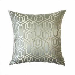 Contemporary Geometric Grey Pillow Case Jacquard Woven Modern Cushion Cover Home Indoor Decorative Pillow Case 45 x 45cm 210401