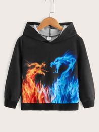 Toddler Boys Fire Print Hoodie SHE