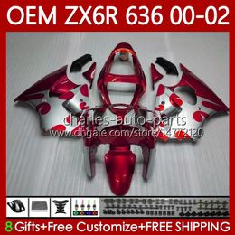 Injection Fairings For KAWASAKI NINJA ZX-6R ZX 6R 600 CC 6 Red Silver R ZX-636 ZX636 2000 2001 2002 Body 133No.130 ZX 636 600CC ZX600 ZX-600 00-02 ZX6R 00 01 02 OEM Bodywork