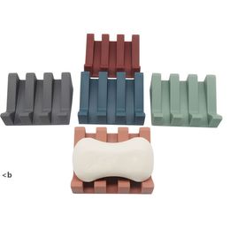 Silicone Soap Dish with Drain Soap Holder Self Draining Waterfall Drying Tray for Kitchen Shower Bathroom ZZA13474