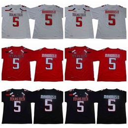 Uf #5 Patrick Mahomes II NCAA Texas Tech Red Men College Football Jersey Men Football Jersey Black Red White Size S to 3XL