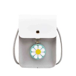 Women's mobile phone zero wallet Korean flower shoulder bag fashion simple diagonal bag small bag 000 005