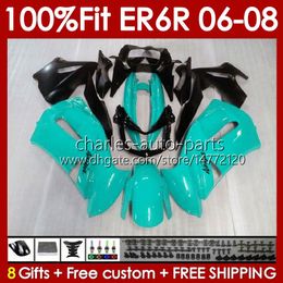 OEM Body Kit For KAWASAKI NINJA 650R ER6 650 R glossy cyan ER 6 F 2006-2008 Bodywork 139No.50 650R-ER6F 650-R ER-6F ER6F 06 07 08 ER 6F 2006 2007 2008 Injection Mould Fairing