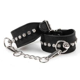 Nxy Sm Bondage Training Tool Handcuffs Pu Leather Restraints Cuffs Roleplay Tools Sex Toys for Couples 220426