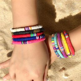 Charm Bracelets 1pc Bohemian Colourful Clay Bracelet For Women Elastic Chain Bangles Summer Beach Boho Jewellery Party Gift 2022Charm Inte22