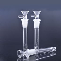 Super Glass Downstem Pipe 14mm 18mm Female Thick Glass Down Stem Diffuser Adapter for Glass Beaker Bongs Water Pipes with tobacco bowl