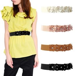Belts Printed Gait Belt Women Fashion Crystal Beaded Elastic Wide For Daily Travel Automatic BeltBelts
