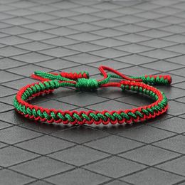 Link Chain Tibetan Buddhist Lucky Charm Bracelets & Bangles For Women Men Handmade Knots Green Red Rope Christmas Gift Bracelet JewelryL